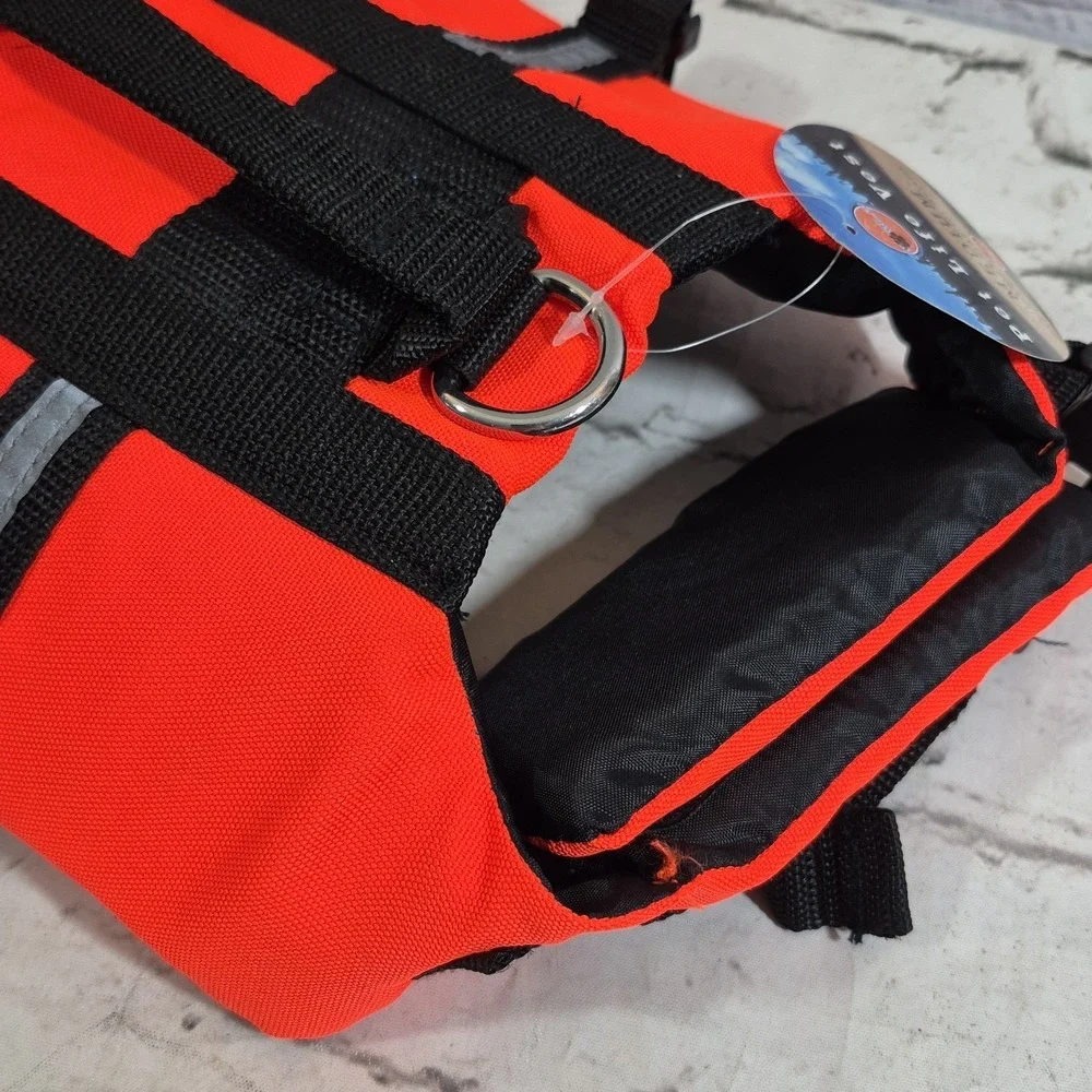 New Dog Life Vest Float Coat High Visibility Orange With Handle Size Medium NWT